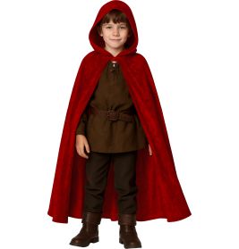 ROTER UMHANG MIT KAPUTZE AUS SAMT LÄNGE 100 CMS. F