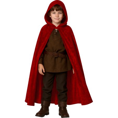 ROTER UMHANG MIT KAPUTZE AUS SAMT LÄNGE 100 CMS. F