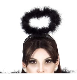 SCHWARZER ENGEL HAARREIF MIT HEILIGENSCHEIN