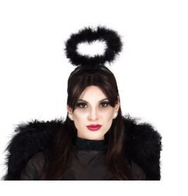 SCHWARZER ENGEL HAARREIF MIT HEILIGENSCHEIN