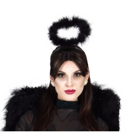 SCHWARZER ENGEL HAARREIF MIT HEILIGENSCHEIN