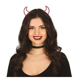 ROTE TEUFELIN HAARREIF MIT SCHMUCKSTEINEN