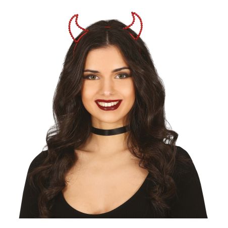 ROTE TEUFELIN HAARREIF MIT SCHMUCKSTEINEN