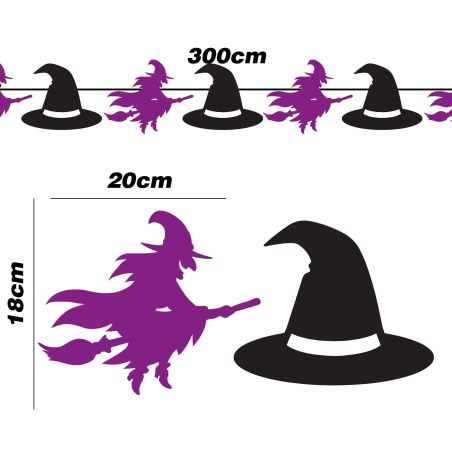 HEXEN PAPIERGIRLANDE 300CM 20X18 CM