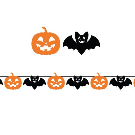 FLEDERMAUS&KÜRBIS PAPIERGIRLANDE 300CM, 20 X 18