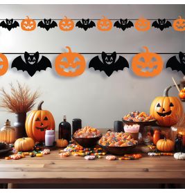FLEDERMAUS&KÜRBIS PAPIERGIRLANDE 300CM, 20 X 18