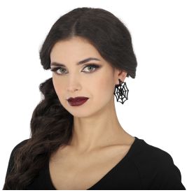 Ohrringe 5cm schwarzes Spinnen netz