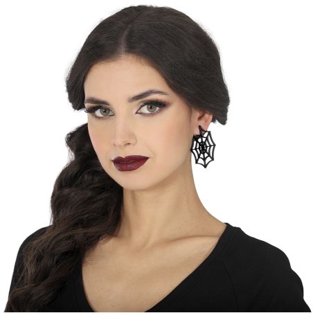 Ohrringe 5cm schwarzes Spinnen netz