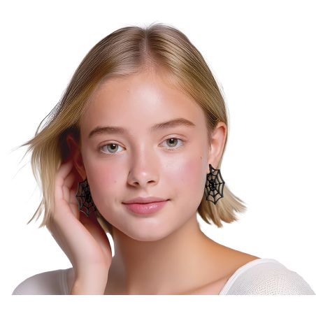 Ohrringe 5cm schwarzes Spinnen netz