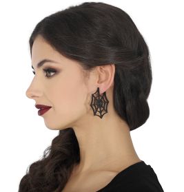 Ohrringe 5cm schwarzes Spinnen netz