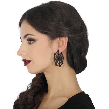 Ohrringe 5cm schwarzes Spinnen netz