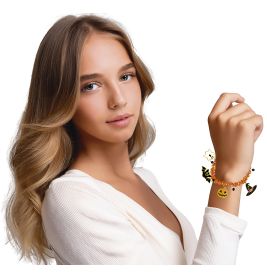 Halloween Armband mit Talisman en schwarz