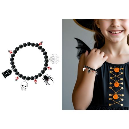 Halloween Armband mit Talisman en schwarz