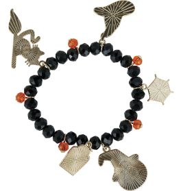 Halloween Armband mit Talisman en schwarz
