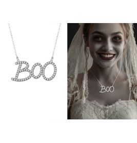 BOO Halskette mit Glitzerstein en