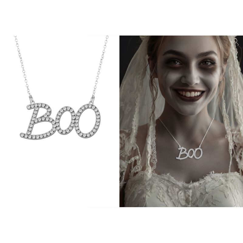 BOO Halskette mit Glitzerstein en