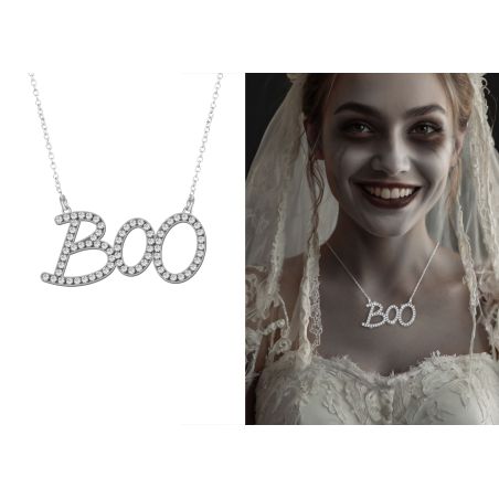 BOO Halskette mit Glitzerstein en