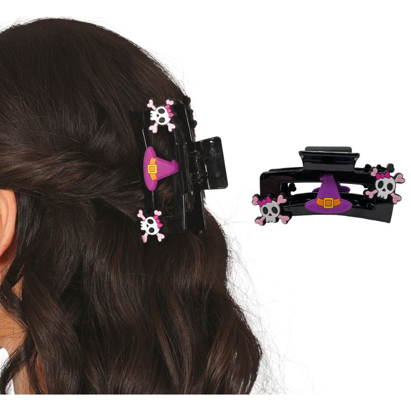 Haarspangen Totenkopf & Hexen motive 2er-Set