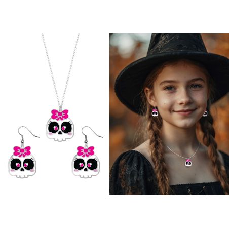Totenkopf Set Ohrringe und Hal skette