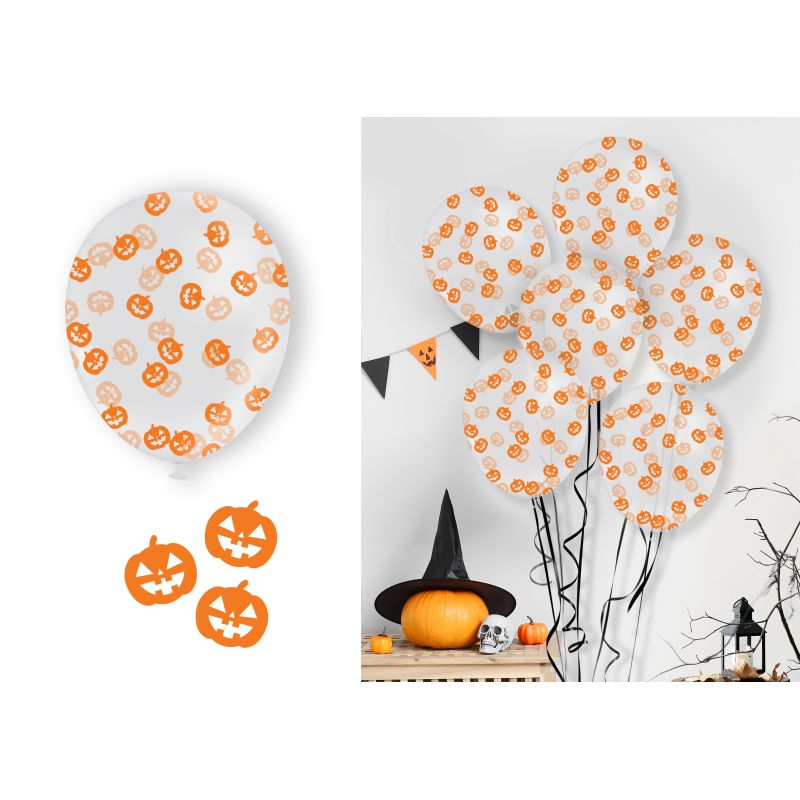10 Luftballons mit Kürbis Konf etti