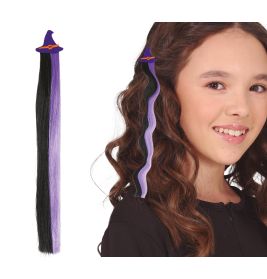 HEXE LILA UND SCHWARZE HAARSTRÄHNE, 40 CM