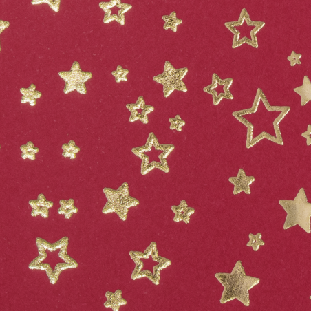Goldene Sterne liegen auf rotem Hintergrund.