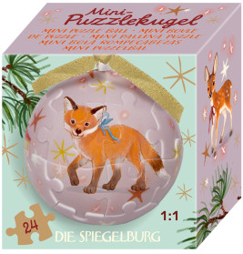 Mini-Puzzlekugel-Wintertiere im Weihnachtswald
