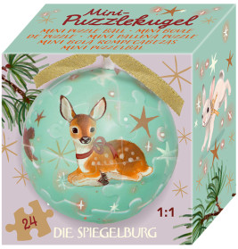 Mini-Puzzlekugel-Wintertiere im Weihnachtswald