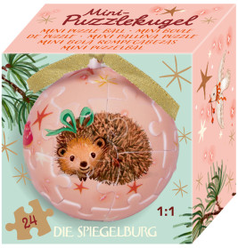 Mini-Puzzlekugel-Wintertiere im Weihnachtswald