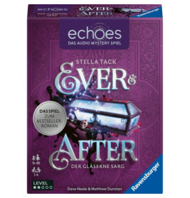 Lila Ever & After Brettspielbox mit geschmücktem Sarg und verzierten Dekorationen auf dem Cover.