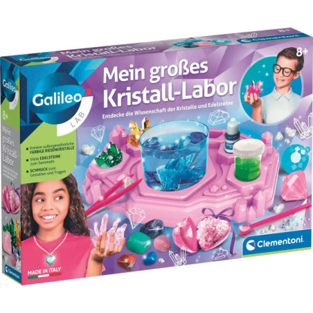Box von Mein großes Kristall-Labor mit bunten Kristallen und Laborwerkzeug für Kinder.
