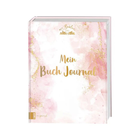 Roségoldenes Journal mit dem Titel Mein Buch Journal auf dem Umschlag.