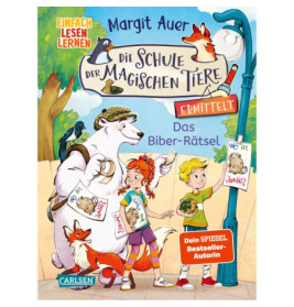 Kinder und magische Tiere halten Vermisstenplakate in einer verspielten Szene deutsches Buchcover.