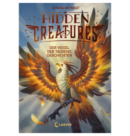 Ein majestätischer Phönix mit ausgebreiteten Flügeln ziert das Cover von Hidden Creatures von Kiyash Monsef.