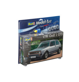 Revell Modellset VW Golf 1 GTI mit Farben, Kleber und Pinsel in der Verpackung.