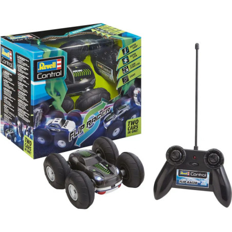 Ferngesteuertes Revell Control Flip Racer Auto mit Fernbedienung und Verpackung.