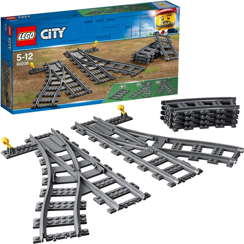 LEGO City Gleis-Set mit Weichen und Kurven, ab 5 Jahren, Set-Nr. 60238, Abbildung zeigt enthaltene Teile. LEGO City Gleis-Set mit Weichen und Kurven, ab 5 Jahren, Set-Nr. 60238, Abbildung zeigt enthaltene Teile.
