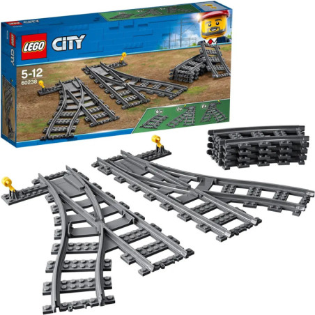 LEGO City Gleis-Set mit Weichen und Kurven, ab 5 Jahren, Set-Nr. 60238, Abbildung zeigt enthaltene Teile. LEGO City Gleis-Set mit Weichen und Kurven, ab 5 Jahren, Set-Nr. 60238, Abbildung zeigt enthaltene Teile.