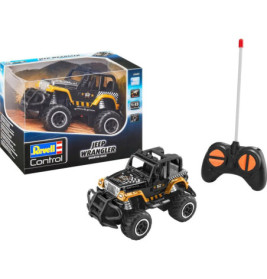 Ferngesteuertes Jeep Wrangler Spielzeugauto mit Fernbedienung und Verpackung.