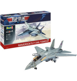 Revell-Bausatz und fertiges Modell von Mavericks F-14A Tomcat aus Top Gun im Maßstab 1:48.
