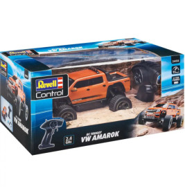Revell Control RC VW Amarok in Orange, im blauen Karton verpackt, inklusive Fernsteuerung.