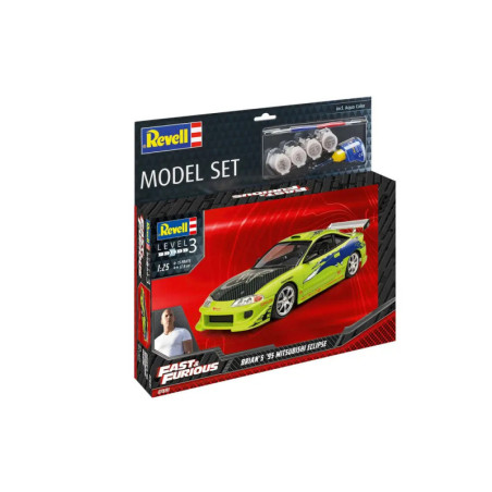 Revell-Modelset: Brians 1995 Mitsubishi Eclipse aus Fast & Furious, inklusive Farben und Werkzeugen.