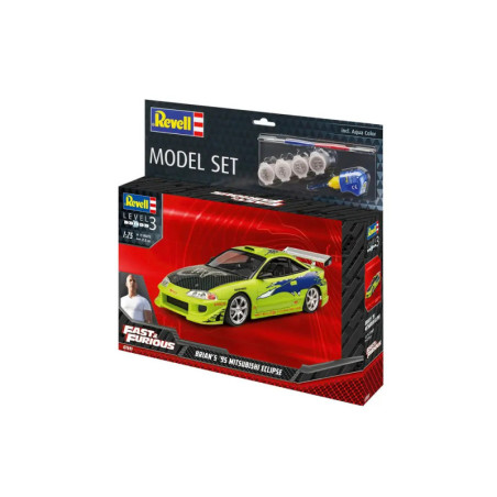 Model Set F&F Brian s 1995 Mitsubishi Eclipse , Revell Modellbausatz mit Basiszubehör