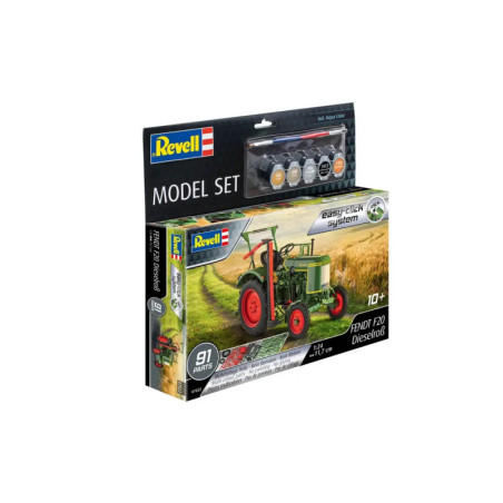 Revell Modellset Fendt F20 Dieselross Traktor, 91 Teile, incl. Farben und Pinsel, empfohlen ab 10 Jahren.
