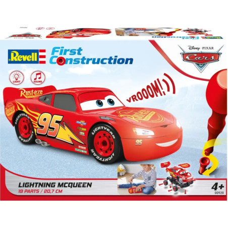 Lightning McQueen Disney-Cars Auto mit Licht&Sound, Revell First Construction, Bausatz für Kinder ab 4