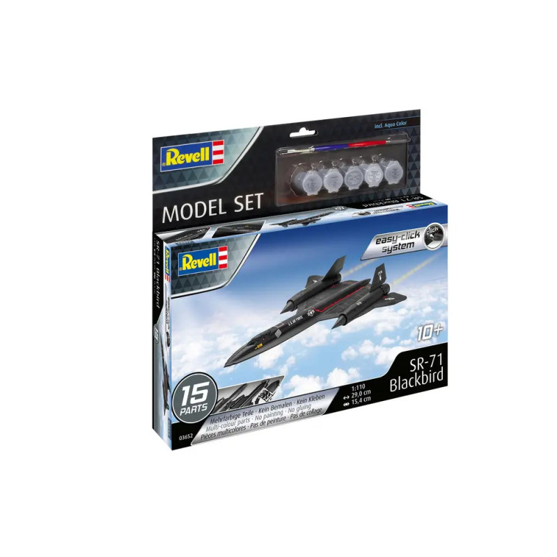Revell SR-71 Blackbird Modellbausatz mit Farben, 75 Teilen und Jet-Abbildung, ab 10 Jahren. Revell SR-71 Blackbird Modellbausatz mit Farben, 75 Teilen und Jet-Abbildung, ab 10 Jahren.