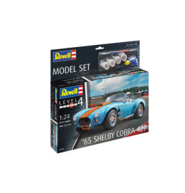 Revell Level 4 Modellbausatz: blauer Shelby Cobra 427 (1965), Maßstab 1:24, mit Farben und Werkzeugen.