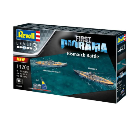 First Diorama Set - Bismarck Battle, Revell Modellbausatz mit Basiszubehör