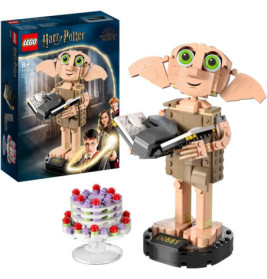 LEGO Harry Potter: Dobby-Figur mit Kuchen und Box, die das Set sowie Charaktere der Serie zeigt.