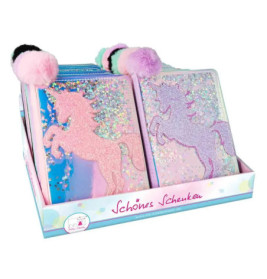 Notizbuch Einhorn mit Pompom sortiert (1 Stück)